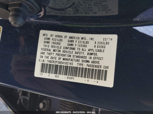 Honda Accord Sport 2014 1HGCR2F56EA182145 Image 9