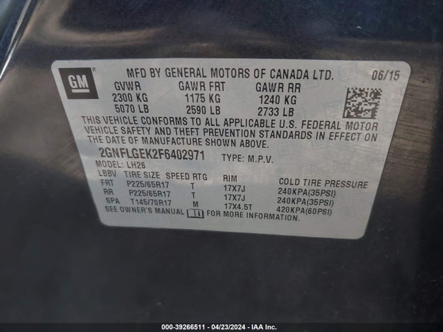 Chevrolet Equinox 2lt 2015 2GNFLGEK2F6402971 Image 9