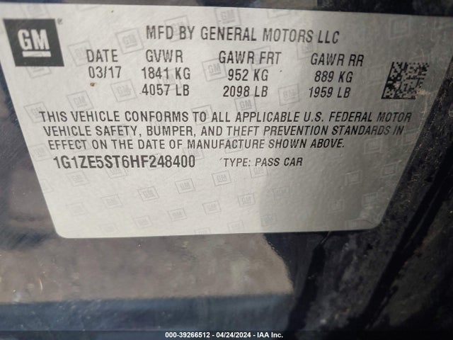 Chevrolet MALIBU 1LT 2017 1G1ZE5ST6HF248400 Image 9