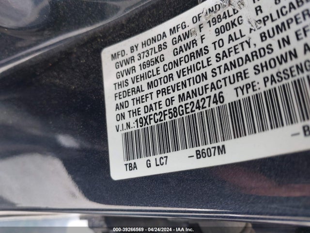 Honda Civic Lx 2016 19XFC2F58GE242746 Image 9