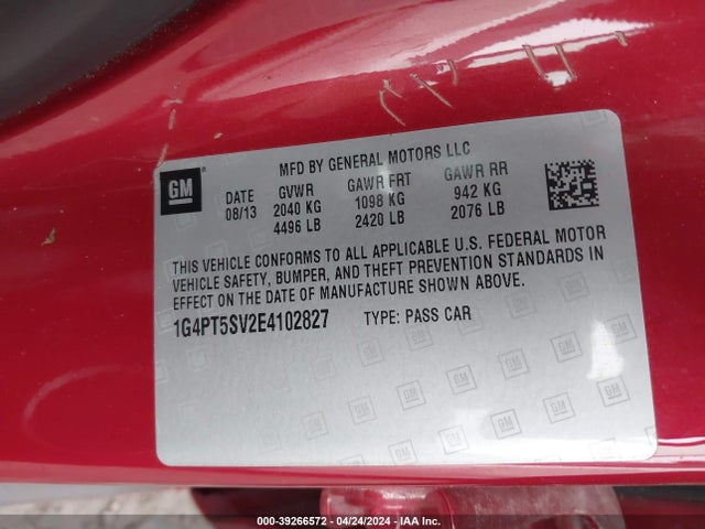 Buick Verano Premium Group 2014 1G4PT5SV2E4102827 Image 9