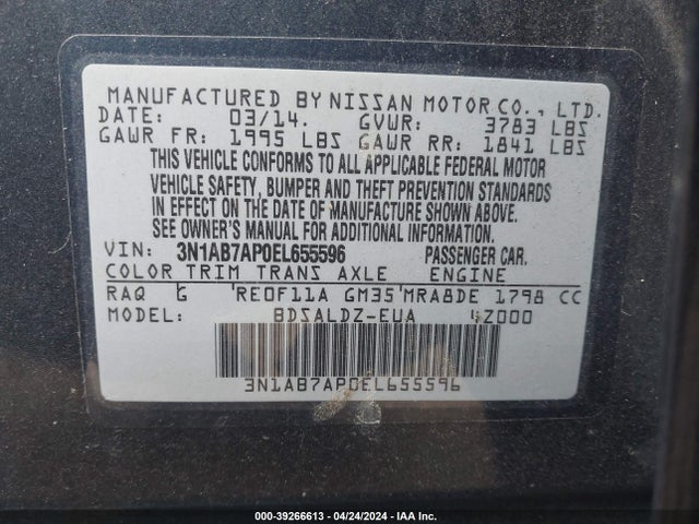 Nissan SENTRA SV 2014 3N1AB7AP0EL655596 Image 9