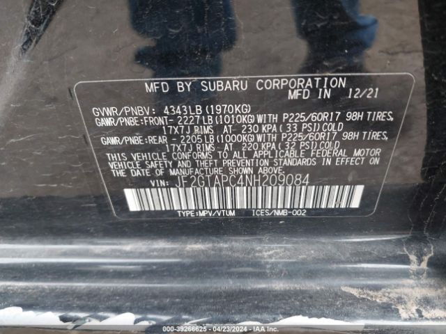 JF2GTAPC4NH209084 Subaru Crosstrek Premium