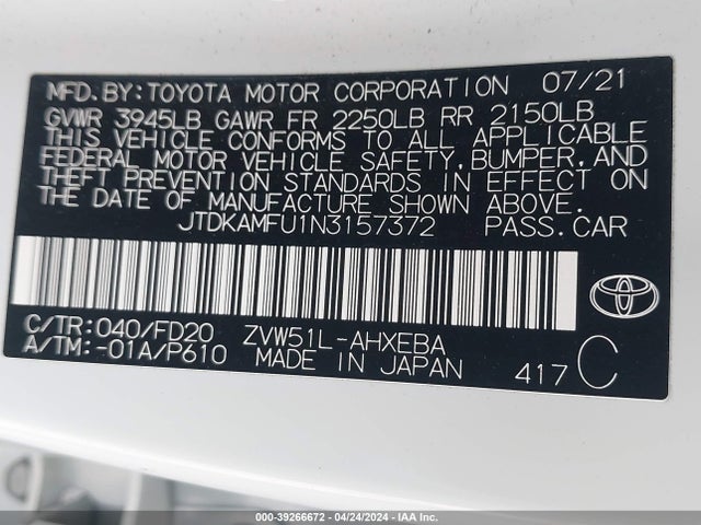 Toyota Prius Le 2022 JTDKAMFU1N3157372 Image 9