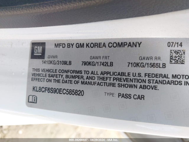 Chevrolet Spark 2lt Auto 2014 KL8CF6S90EC585820 Image 9