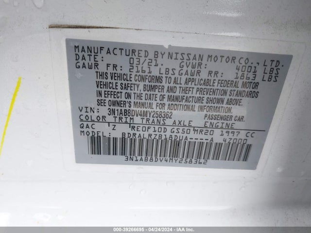 Nissan Sentra Sr Xtronic Cvt 2021 3N1AB8DV4MY258362 Image 9