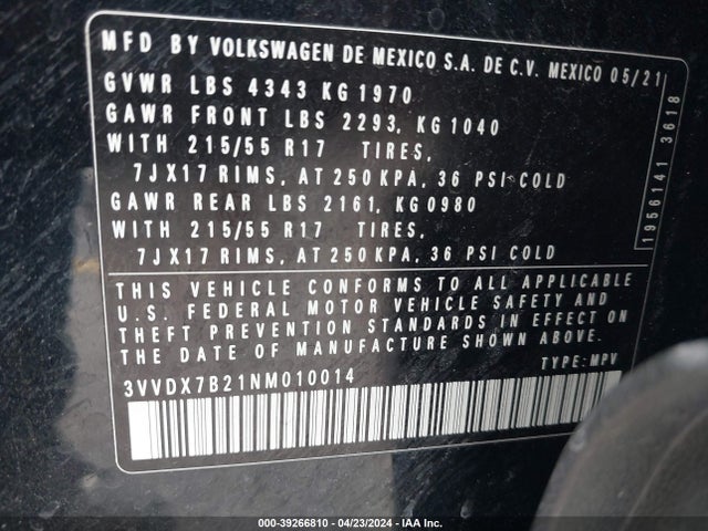 3VVDX7B21NM010014 Volkswagen Taos 1.5t S