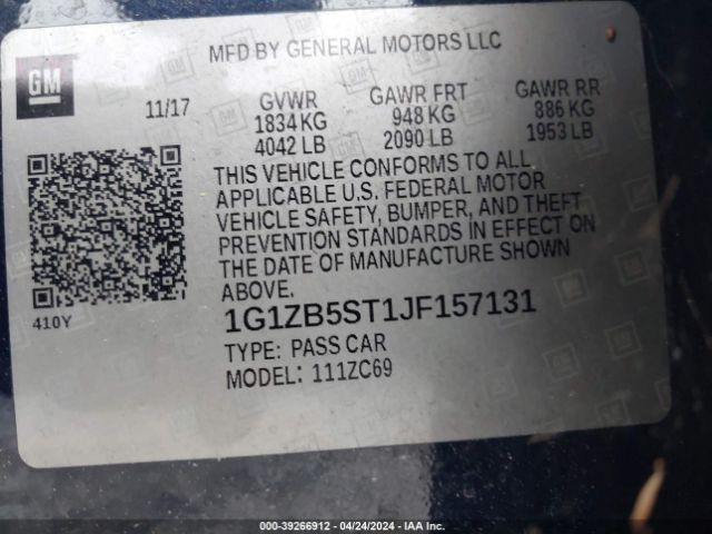 1G1ZB5ST1JF157131 Chevrolet Malibu 1ls