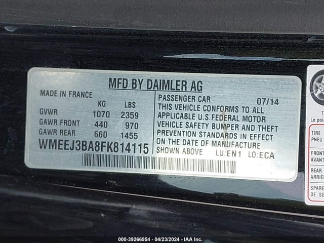 WMEEJ3BA8FK814115 Smart Fortwo Passion/pure