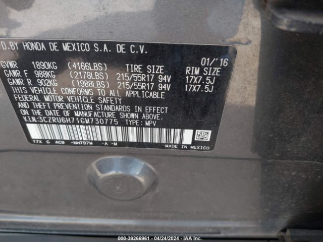 3CZRU6H71GM730775 Honda Hr-v Ex-l