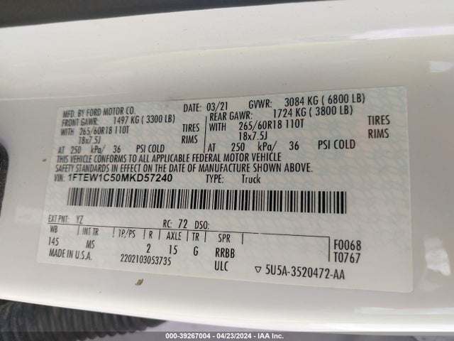 Ford F-150 Xlt 2021 1FTEW1C50MKD57240 Image 9