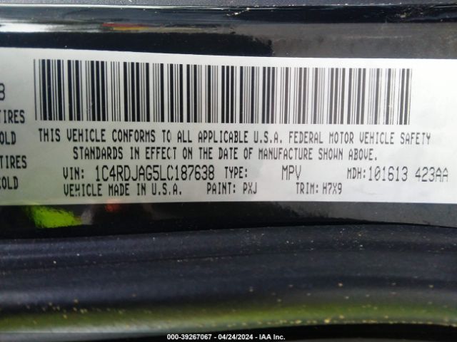 1C4RDJAG5LC187638 Dodge Durango Sxt Plus Awd
