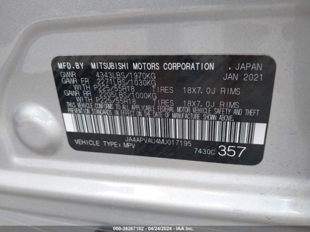 JA4APVAU4MU017195 Mitsubishi Outlander Sport 2.0 Se 2wd