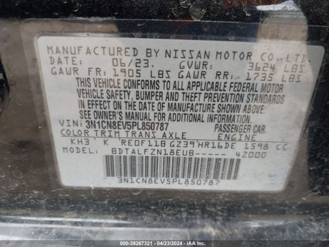 3N1CN8EV5PL850787 Nissan Versa 1.6 Sv Xtronic Cvt