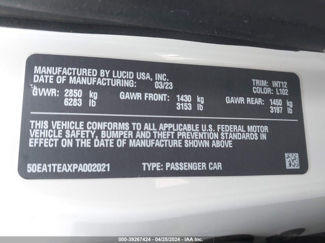 Lucid Air Touring 2023 50EA1TEAXPA002021 Image 9