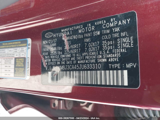 Hyundai TUCSON SEL 2018 KM8J3CA45JU633310 Image 9