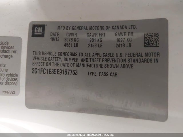 Chevrolet Camaro 2lt 2014 2G1FC1E35E9187753 Image 9