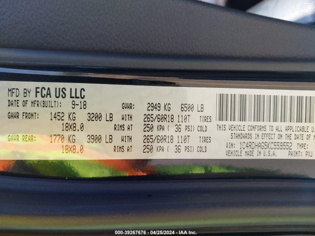 Dodge Durango Sxt Plus Rwd 2019 1C4RDHAG5KC559552 Image 9