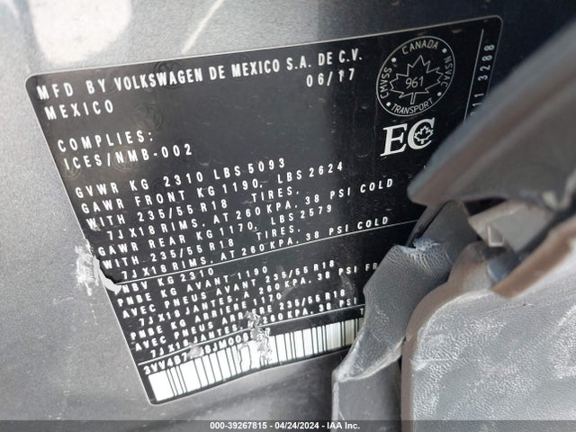 3VV4B7AX8JM006807 Volkswagen Tiguan 2.0t Sel Premium