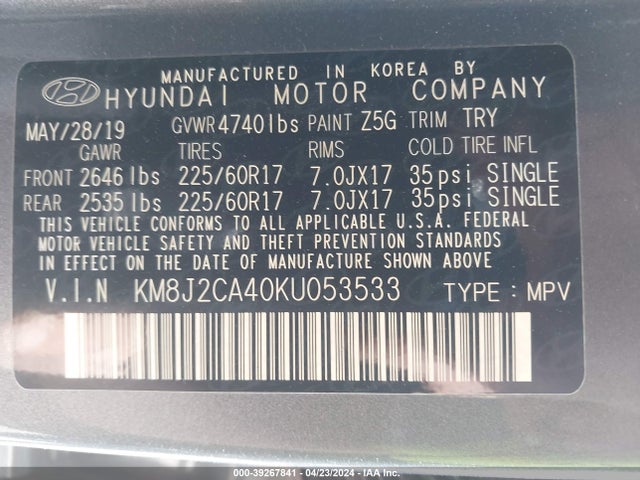Hyundai TUCSON SE 2019 KM8J2CA40KU053533 Image 9