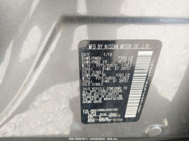 JN8AY2ND8JX001382 Nissan Armada Sl