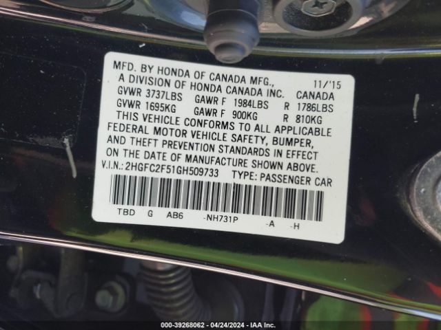 2HGFC2F51GH509733 Honda Civic Lx