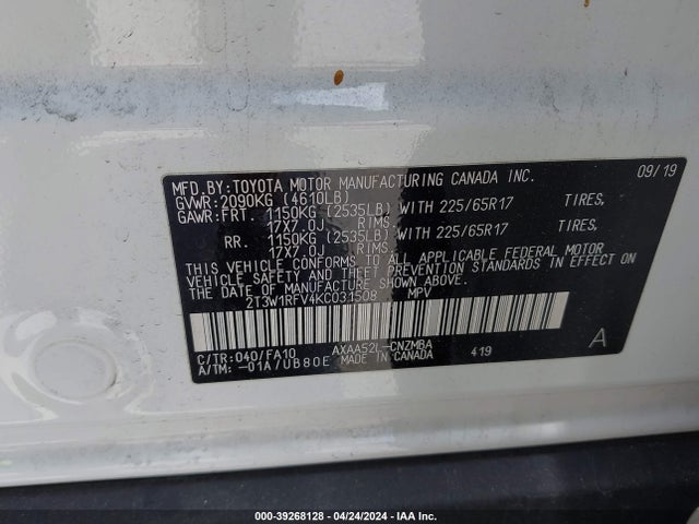 Toyota Rav4 Xle 2019 2T3W1RFV4KC031508 Image 9