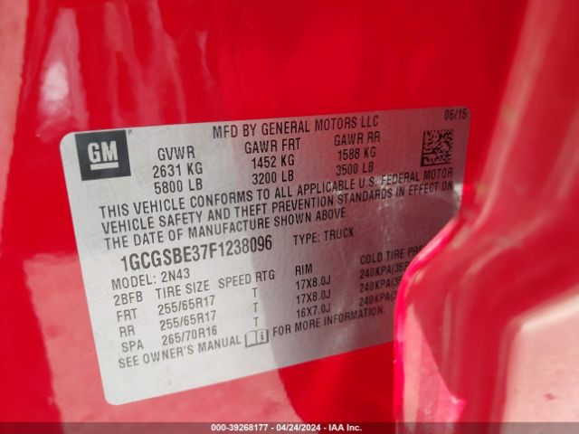 1GCGSBE37F1238096 Chevrolet Colorado Lt