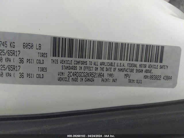 Dodge Grand Caravan Sxt 2019 2C4RDGCG2KR521064 Image 9