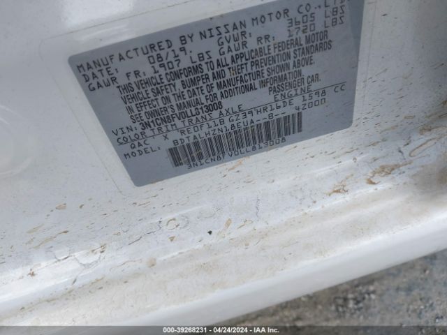 3N1CN8FV0LL813008 Nissan Versa Sr Xtronic Cvt