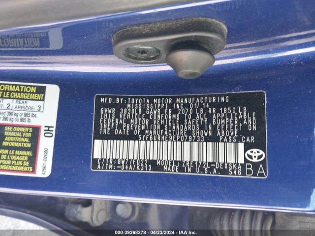 Toyota Corolla S Plus 2014 5YFBURHE9EP079733 Image 9