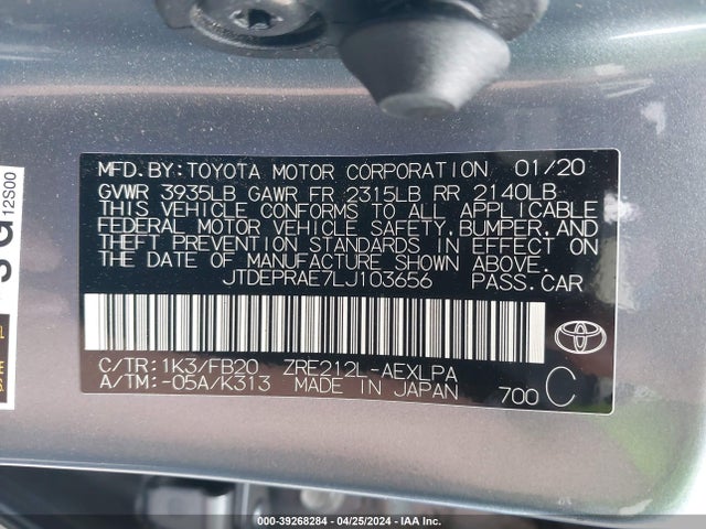 Toyota COROLLA LE 2020 JTDEPRAE7LJ103656 Image 9
