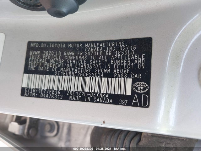 Toyota COROLLA LE 2016 2T1BURHE2GC623024 Image 9