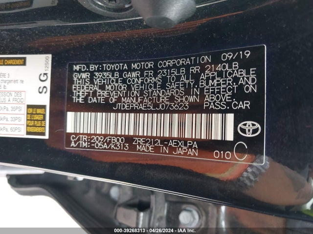 Toyota COROLLA LE 2020 JTDEPRAE5LJ073623 Image 9