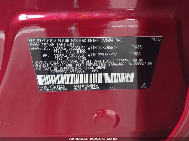 Toyota Rav4 Xle 2018 2T3RFREV0JW713864 Image 9