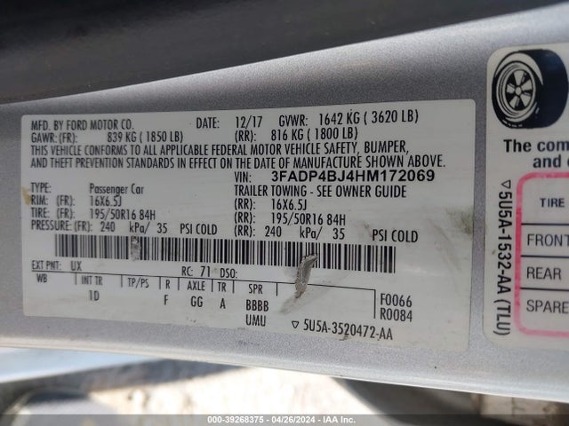 Ford FIESTA SE 2017 3FADP4BJ4HM172069 Image 9