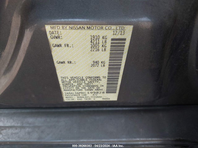 Nissan Altima 2.5 S 2014 1N4AL3AP9EC199828 Image 9