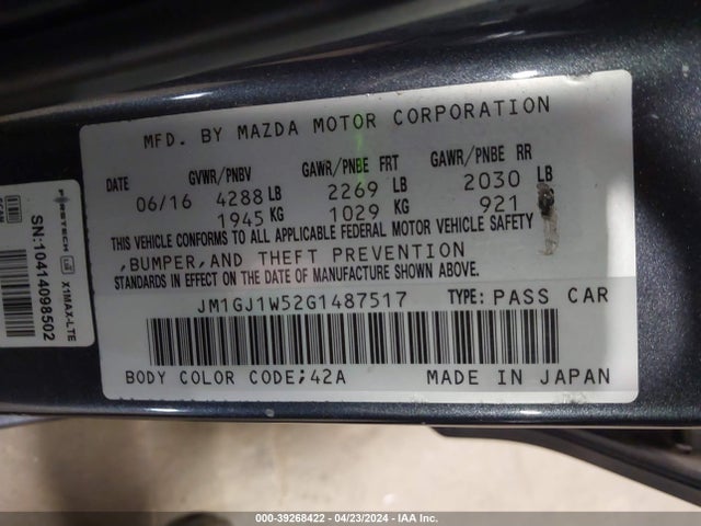 JM1GJ1W52G1487517 Mazda Mazda6 I Grand Touring