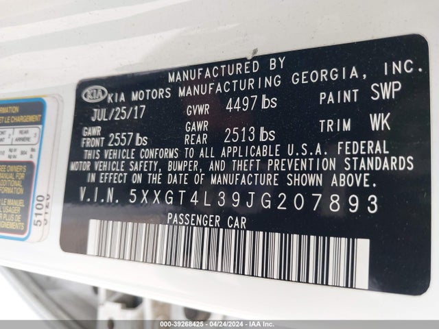 KIA gdi 2018 5XXGT4L39JG207893 Image 24
