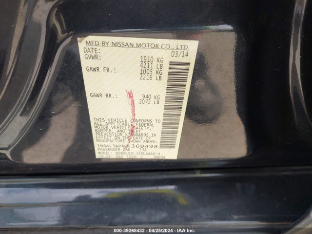 Nissan Altima 2.5 Sl 2014 1N4AL3AP4EN369498 Image 9