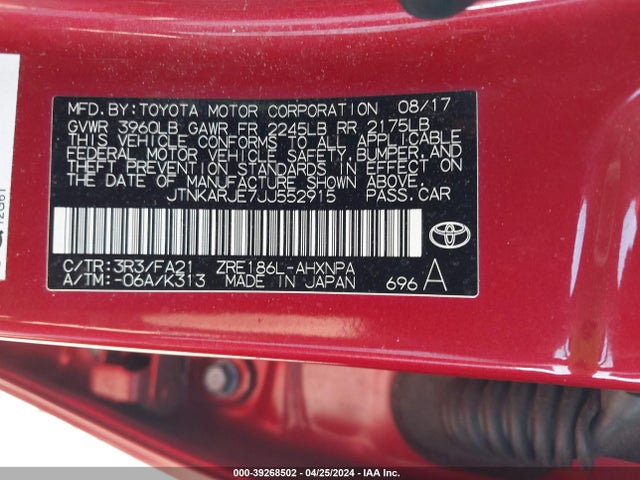 Toyota COROLLA IM 2018 JTNKARJE7JJ552915 Image 9