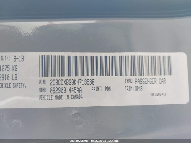 Dodge Charger Sxt Rwd 2019 2C3CDXBG9KH713938 Image 9