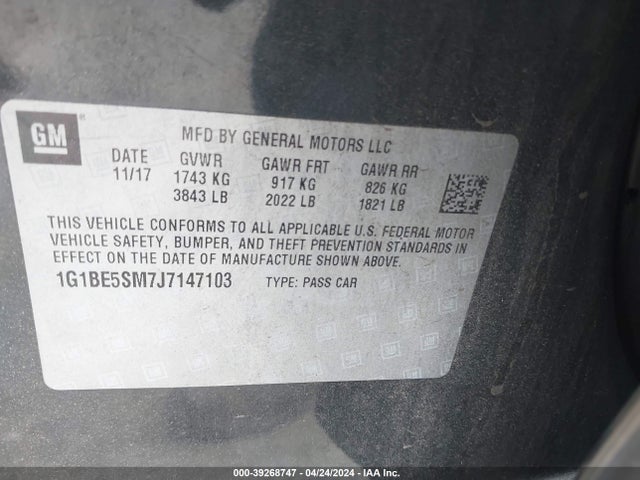 Chevrolet Cruze Lt Auto 2018 1G1BE5SM7J7147103 Image 9