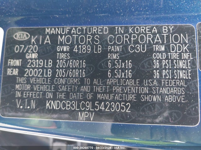 KIA Niro Lxs 2020 KNDCB3LC9L5423052 Image 9