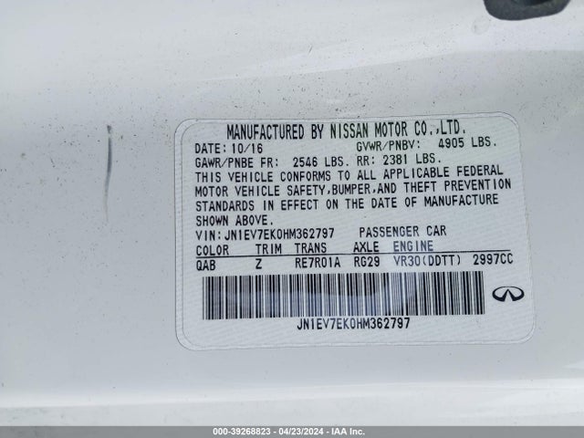 JN1EV7EK0HM362797 Infiniti Q60 3.0t Sport