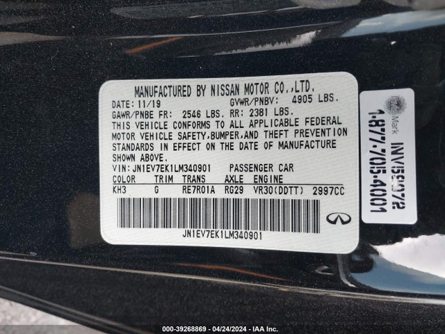 JN1EV7EK1LM340901 Infiniti Q60 Luxe