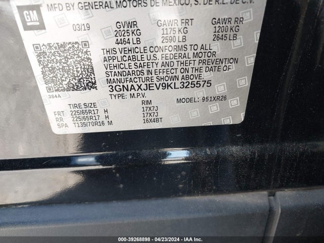 Chevrolet EQUINOX LT 2019 3GNAXJEV9KL325575 Image 9