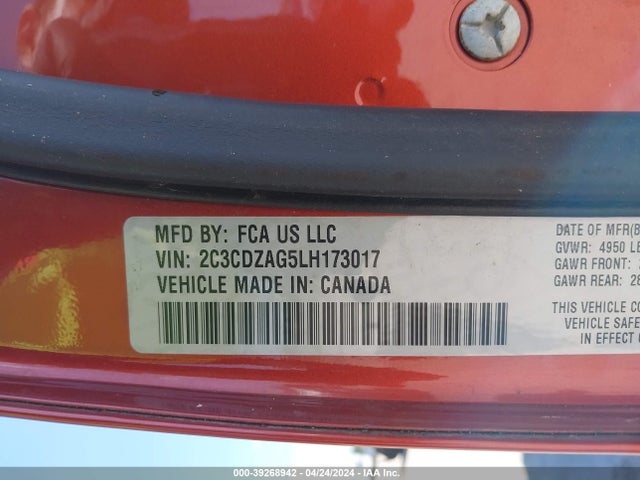 Dodge Challenger Sxt 2020 2C3CDZAG5LH173017 Image 9