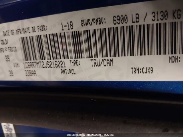 1C6RR7MT2JS216021 RAM 1500 Sport