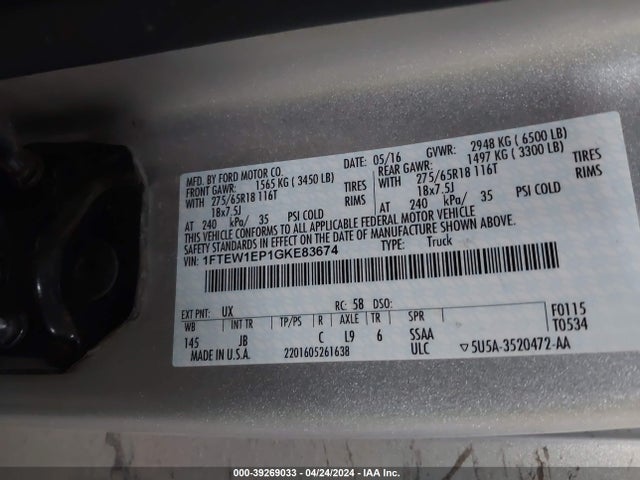 Ford F-150 Xlt 2016 1FTEW1EP1GKE83674 Image 9